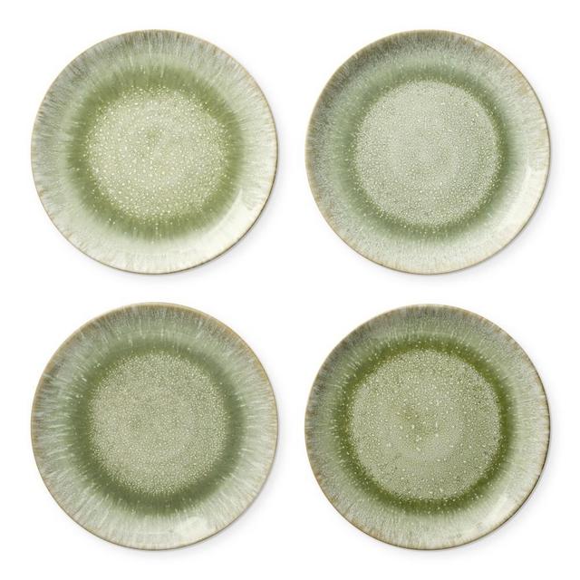 Cyprus Reactive Glaze Dinner Plates, Set of 4, Light Green