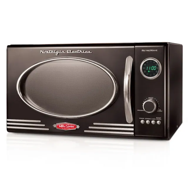 Nostalgia Retro 0.9 Cubic Foot 800-Watt Countertop Microwave Oven - Black