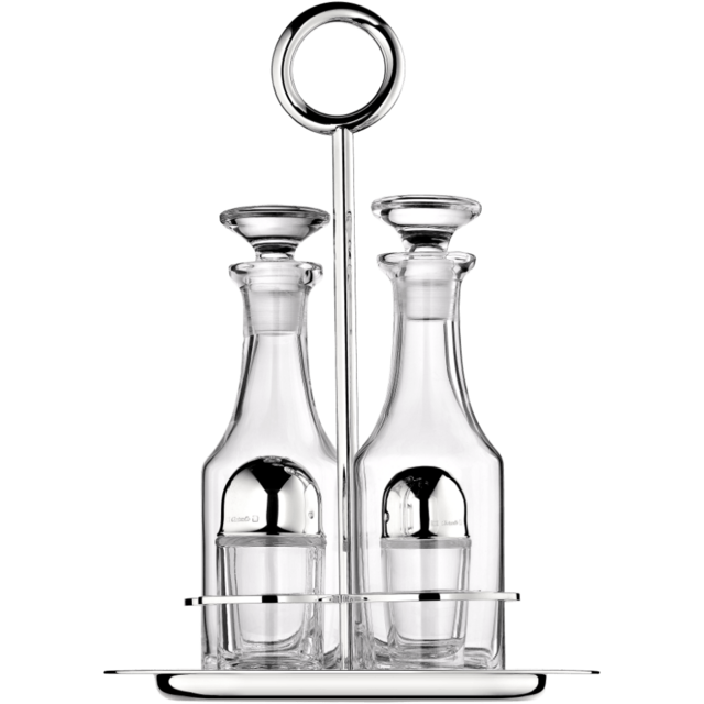 Silver-Plated Oil and Vinegar Cruet Set with Stand Vertigo