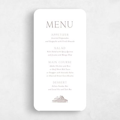White Rounded Wedding Menu - Heritage Barn