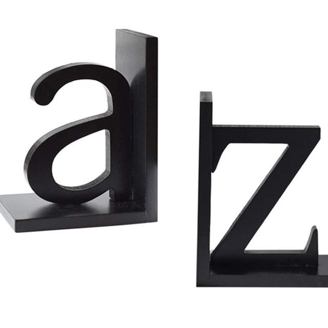 FUYU 1 Pair Creative Letter Wood Bookend Book Stand Home Decoration