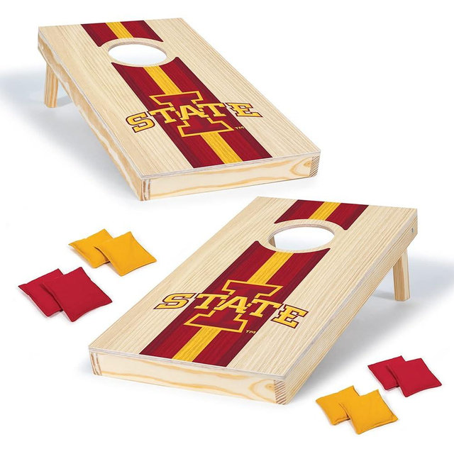 Wild Sports College Portable Size 1' x 2' Solid Wood Cornhole Set with Direct Print HD Team Graphics – Travel Size