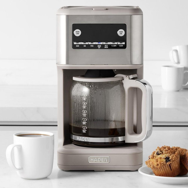 Haden Bristol Coffee Maker, Matte Putty & Chrome, 14-cup