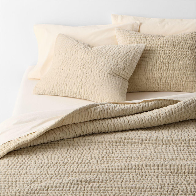 Organic Cotton Corduroy Ecru Beige King Quilt