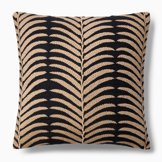 Woven Palm Pillow Cover, 20x20, Black
