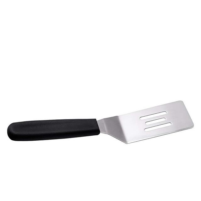 KitchenVIA Cookie Spatula (Mini) Non-Stick, Heat-Resistant Handle, Metal Finish | Small, Ergonomic | Pizza, Pastries, Pancakes | Beveled Edge, Slotted Flat Surface