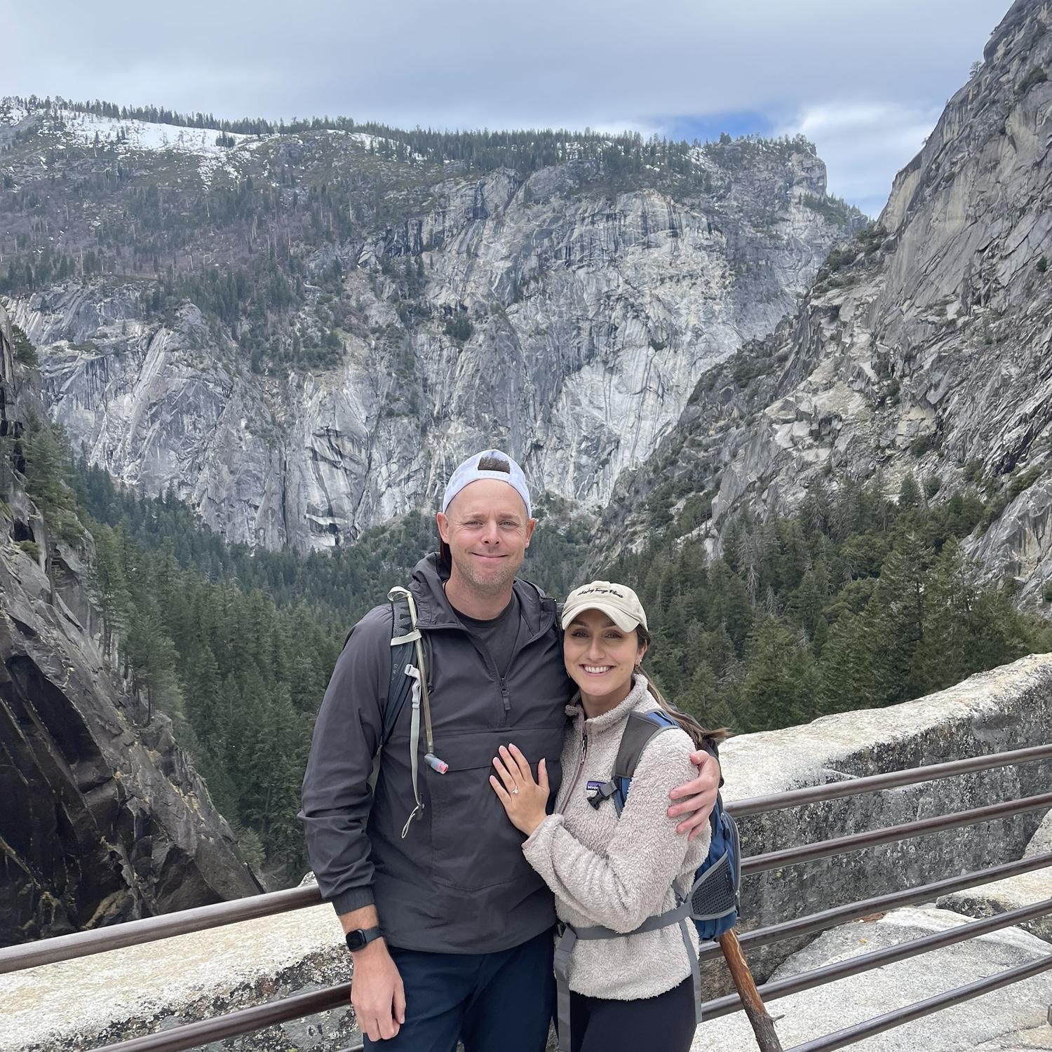 moments after Joe popped the question in Yosemite!