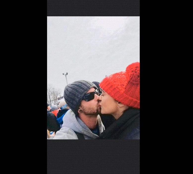 Our first official kiss. I didn’t realize he was gonna take a picture and he just planted one on me lol