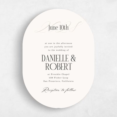 Beige Oval Wedding Invitation - Palenque Portrait