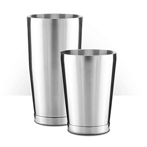 Piña Barware Stainless Steel Commercial Bar Boston Shaker Tin Set - 28oz. & 18oz. / Brushed Finish (1 Pair)