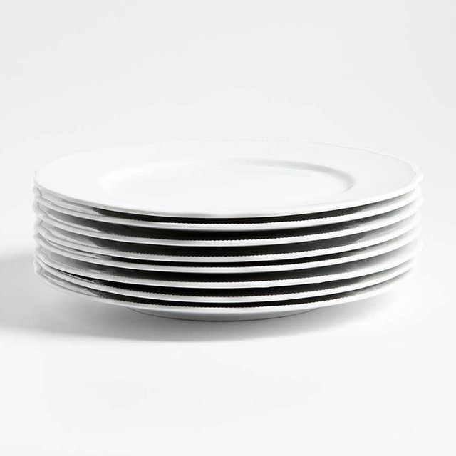 Loire White Porcelain Dinner Plates, Set of 8