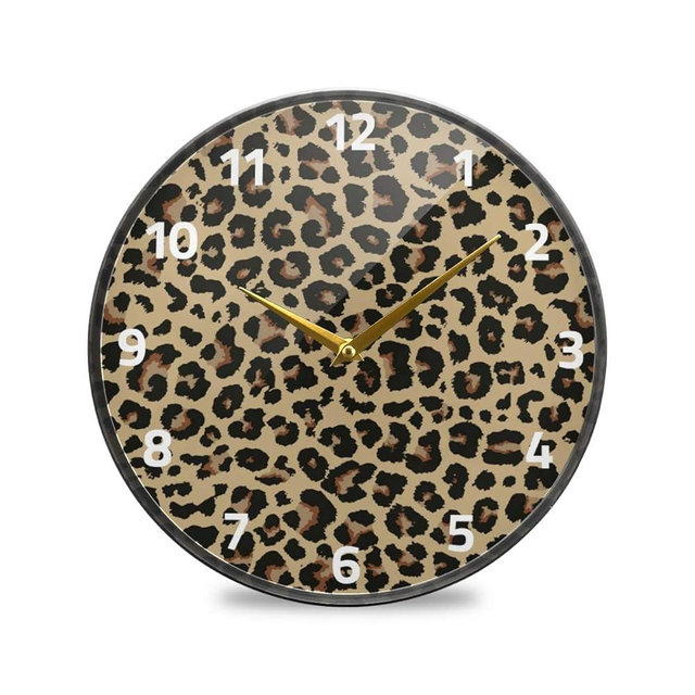 ALAZA Cheetah Leopard Print Animal Skin Wall Clock Battery Operated Silent Non Ticking Clocks for Living Room Decor 12 Inch / 9.5 Inch