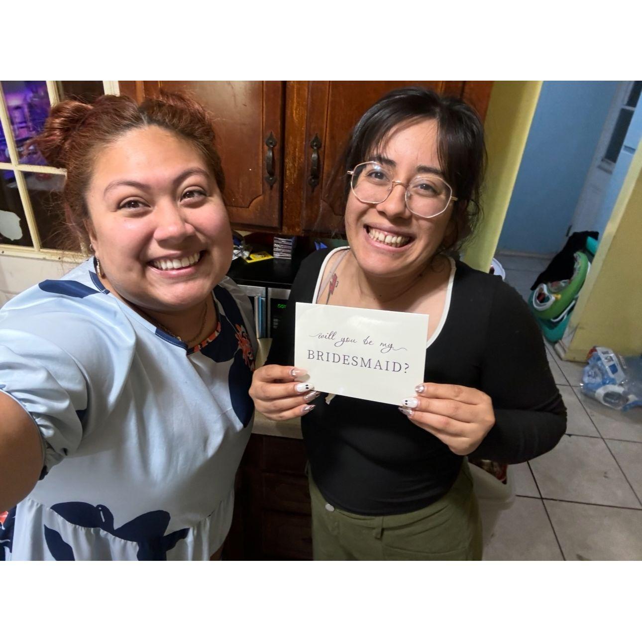 Alondra said yes to being Eriene's bridesmaid!