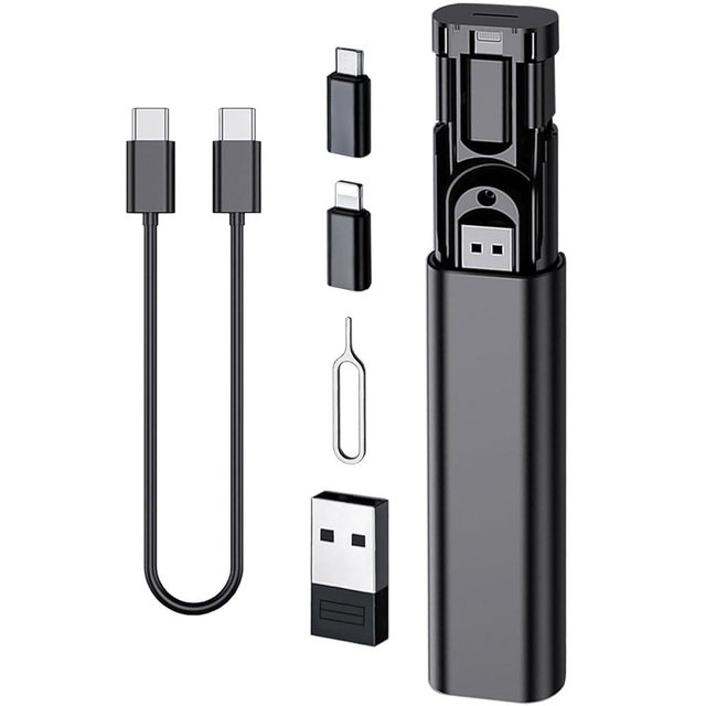 Multi USB Charging Adapter Cable Kit, USB C to Ligh-ting Adapter Box, Conversion Set USB A Type C Lightn-ing Micro Adapter Kit,60W Charging and Data Transfer Cable Kit Sim Tray Eject Tool Slots