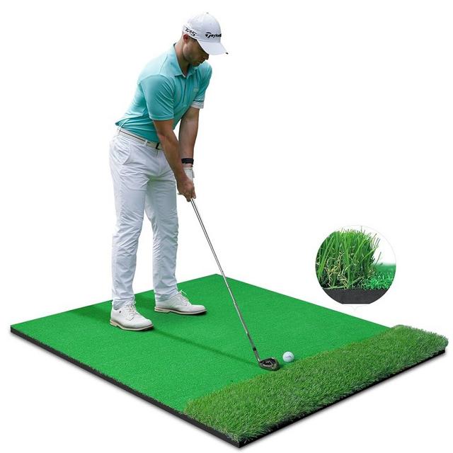 Ponsonbay Golf Mat, Thickening Golf Hitting Mat, Artificial Turf Practice Mat with Golf Tee for Outdoor & Indoor Training Swing & Chipping in Backyard, Garage, Basement, Range, Golf Simulator