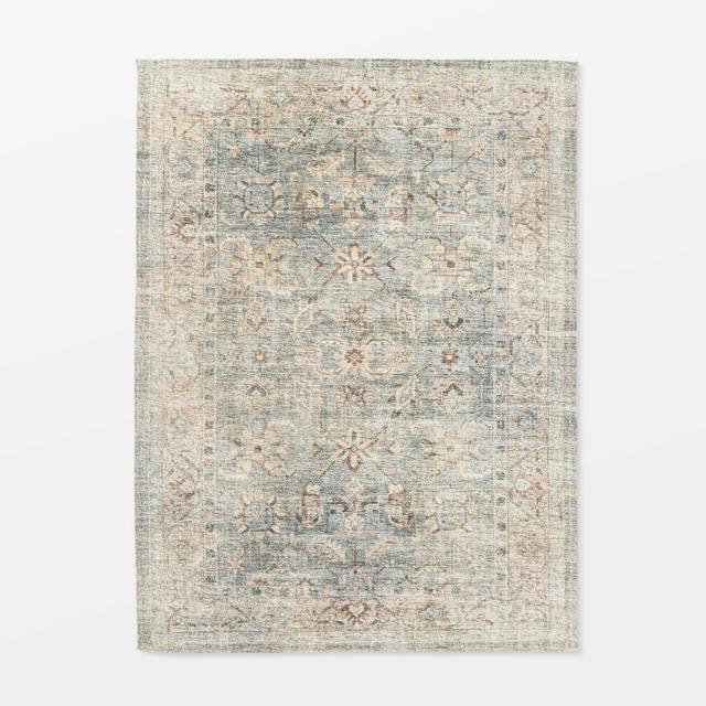 5'x7' Ledges Digital Floral Print Distressed Persian Rug Green - Threshold™ designed by Studio McGee