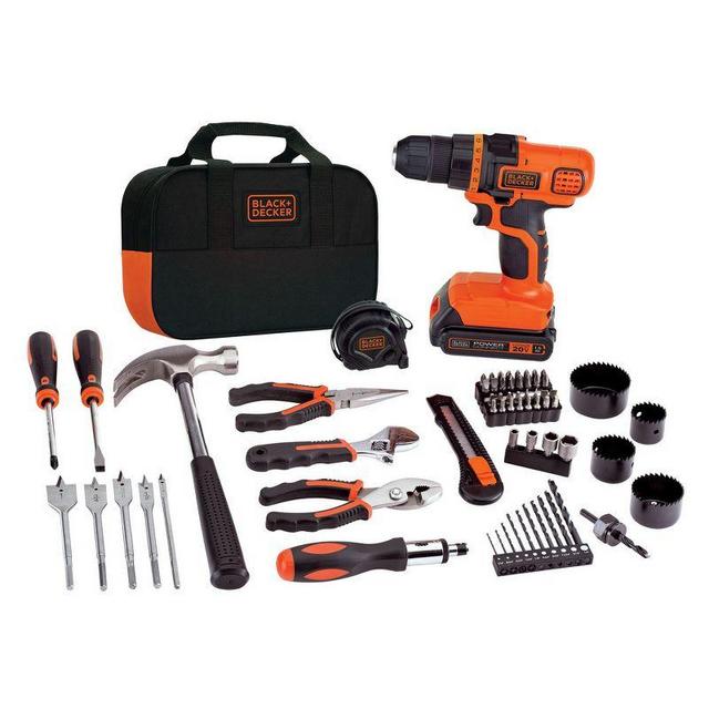 Black & Decker 20V MAX Lithium-Ion 3/8" Cordless Drill Driver Kit with 68-Piece Project Set (3 Ah)