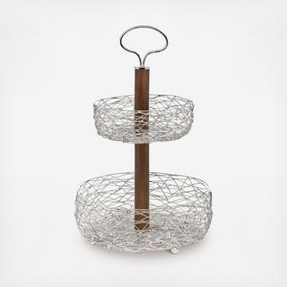 Nest 2-Tier Wood & Stainless Server