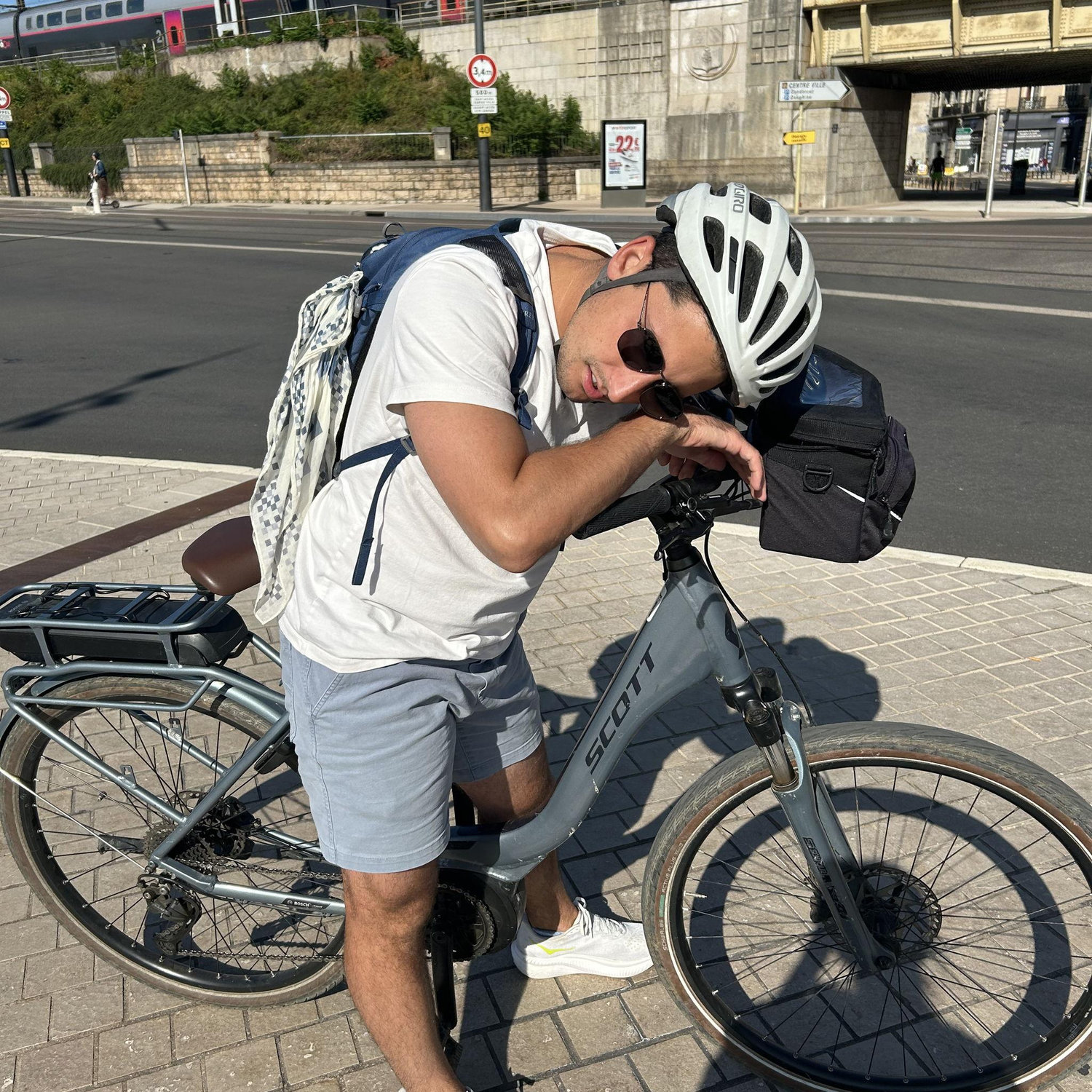 Post-60 mile e-bike ride in France.