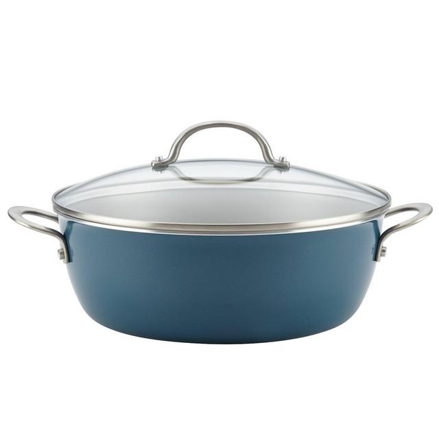 Ayesha Home Collection 7.5qt Porcelain Enamel Nonstick One Pot Meal Stockpot Teal