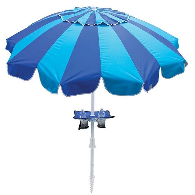 Rio Beach 7.5 ft. Tilt Beach Umbrella with Built-in Table and Sand Anchor