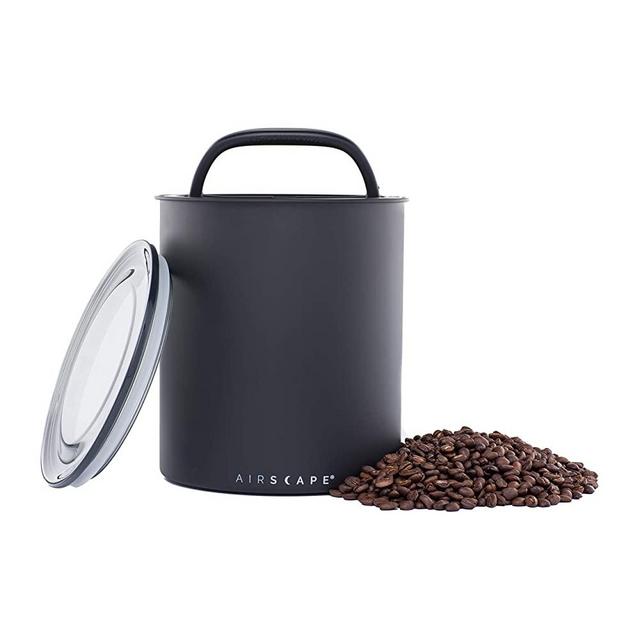 Airscape Coffee Storage Canister (2.5 lb Dry Beans) - Big Kilo Size Canister with Patented CO2 Releasing Airtight Lid Pushes Air Out to Preserve Food Freshness - Matte Finish Food Container - Charcoal