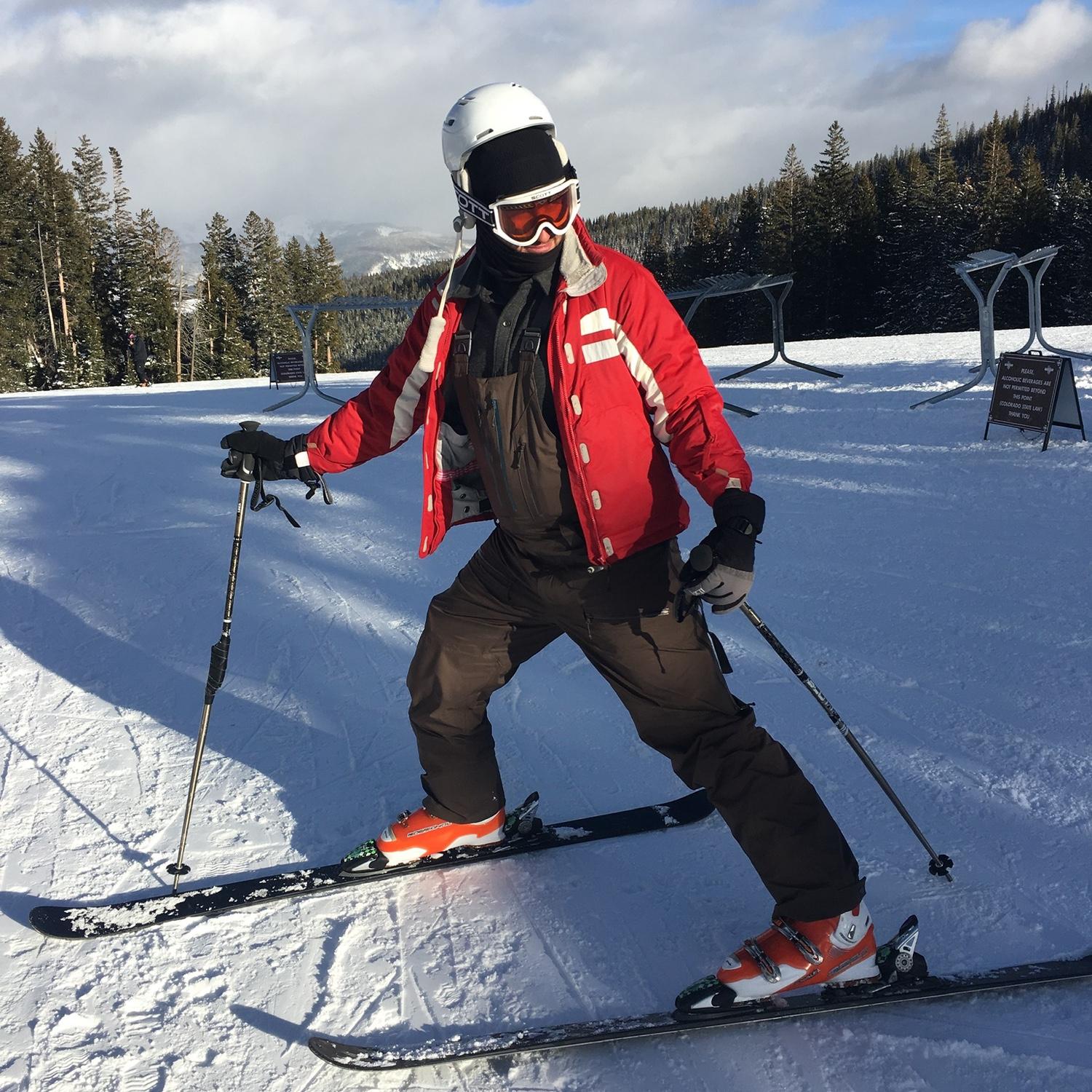 Ross in Erica's ski gear.
"How is my head that much smaller than yours?!"
-Erica