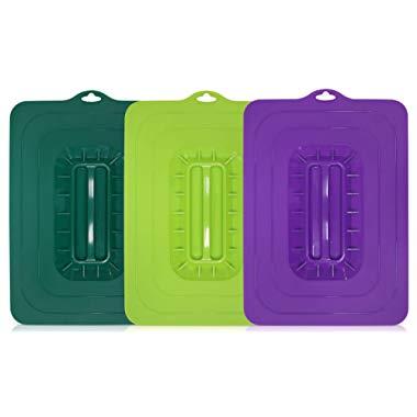 Maxi-Matic ECL-3016 Rectangular Silicone Suction Lids and Food Covers Fits various sizes of casseroles, baking pans, dishes or containers, Set of 3,