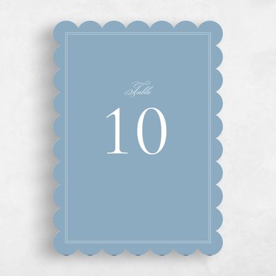 Blue Scalloped Wedding Table Number - Wyncote