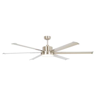 Parrot Uncle 65-in Brushed Nickel LED Indoor Ceiling Fan with Light Remote (6-Blade)