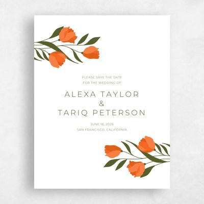 Orange Wedding Save the Date - Crofton Bloom