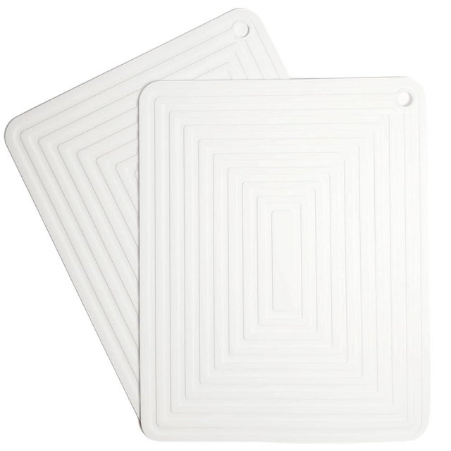 SUNMVEHOT Silicone Trivets Mats Set, Trivet for Hot Dishes, Trivets for Hot Pots and Pans, White Silicone Pads for Kitchen, Multi-Purpose Heat Resistant Pads for Countertops 2 Pack