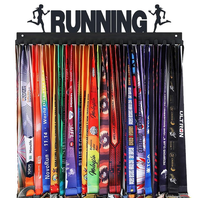 Goutoports Medal Holder Display Hanger - She Believed She Could She Did - Personalized Medal Wall Hanger for Sport Race Runner Sturdy Black Steel Metal Over 60 Medals Easy to Install