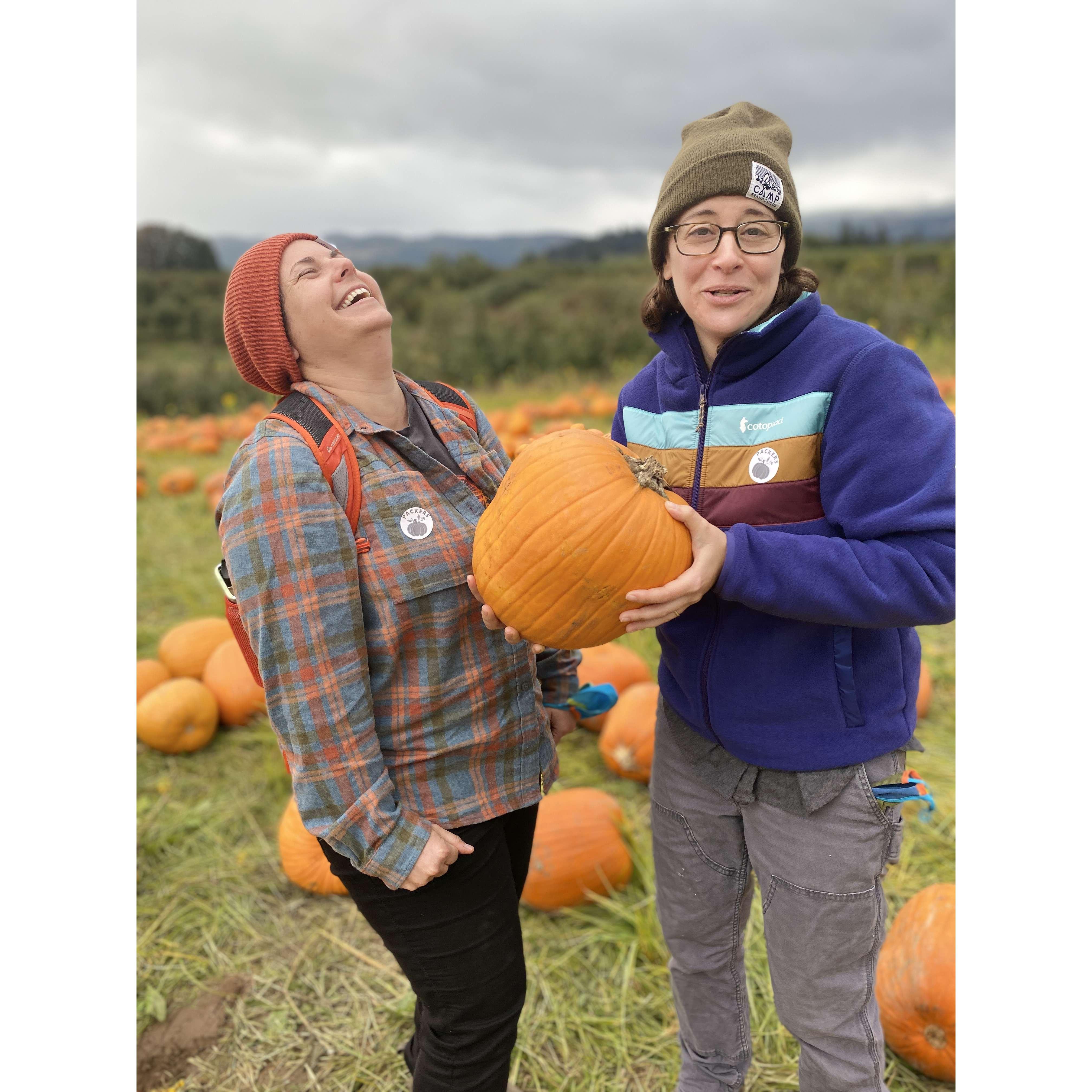 Emmy (left) met Kay when they worked at Adventures Cross Country circa 2007 in California. They reconnected when Kay biked by in the streets of Oakland years later! Emmy and Jo now have a  new babe!