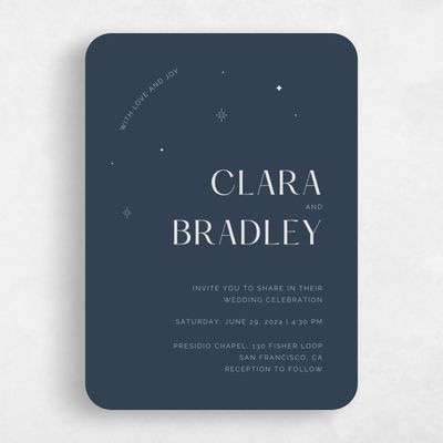 Blue Rounded Wedding Invitation - Adhara Classic