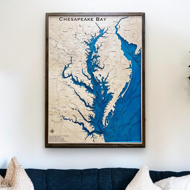 Custom 3D Wood Lake Map: Personalized Nautical Chart Decor