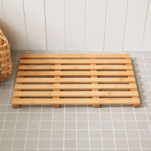 Slatted Bath Mat, Bamboo, 24"x14"