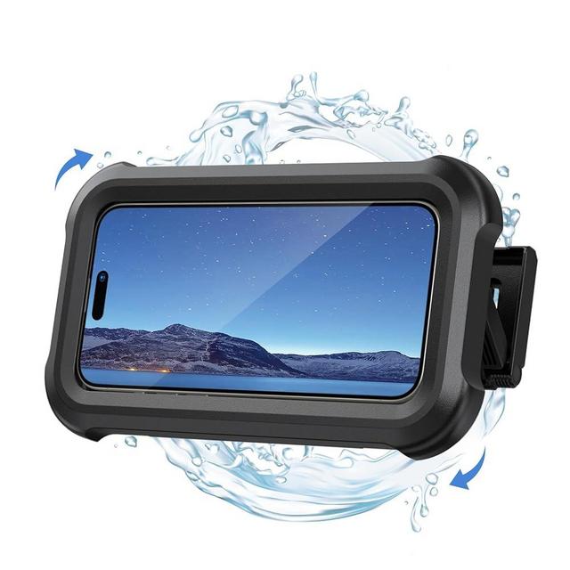 Lamicall Shower Phone Holder Waterproof - 480° Rotatable Retractable Adjustable Shower Phone Case Holder, Bathroom Wall Phone Mount Stand Water Proof Case, Shower Accessories for 4-7" Phones, Black