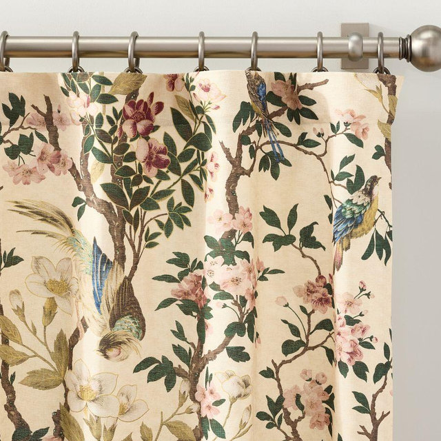 Nola Light Filtering Curtain, Ivory Multi, 50" W x 96" L