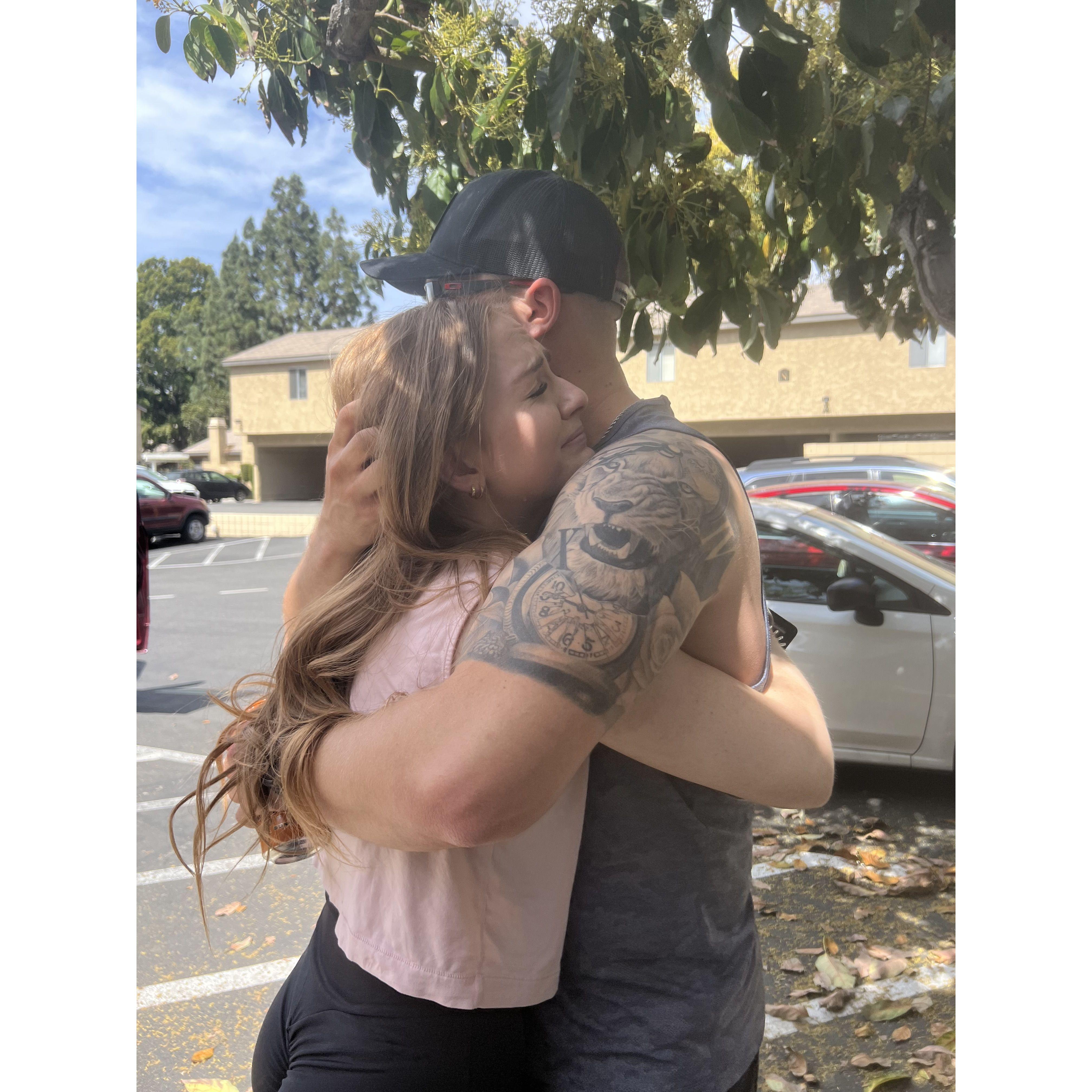 In this moment, long distance was over forever! Trent was in CA to start moving Faith to TN!