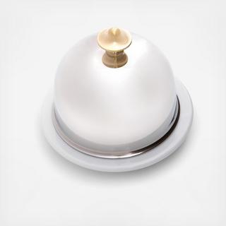 Porcelain Butter Dish with Stainless Steel Lid