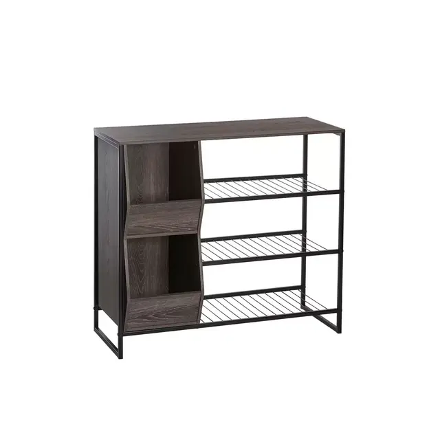 RiverRidge® Home Afton 3-Tier Shoe Rack with Storage Bins in Weathered Wood