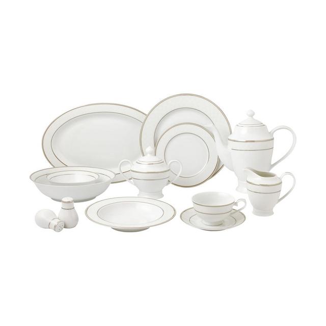 Lorren Home Trends New Bone China 57 Piece Dinnerware Set, Service for 8