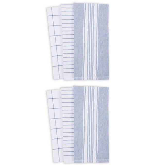 Monaco Terry Cotton Kitchen Towels, Set of 6 - Dutch Blue