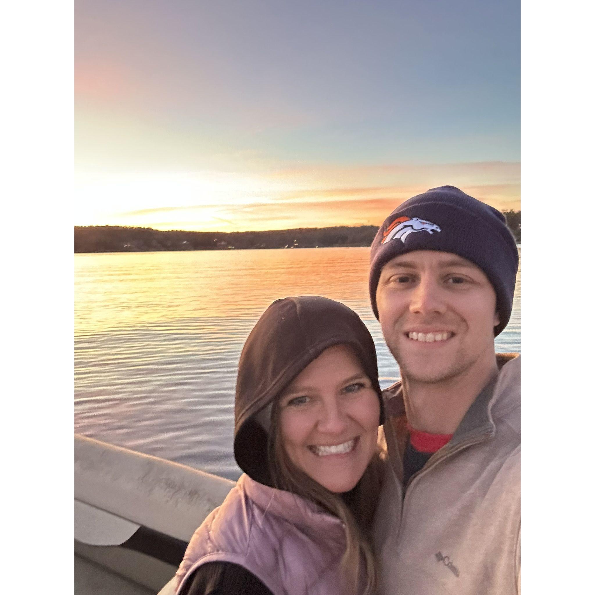Dancing on the boat on Smith Lake at sunset, "I feel like we're living a Hallmark movie!""