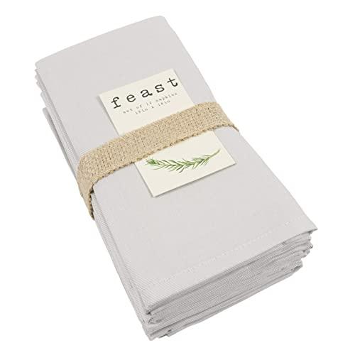 KAF Home Feast Dinner Napkins | Set of 12 Oversized, Easy-Care, Cloth Napkins (18 x 18 Inches) - Gray