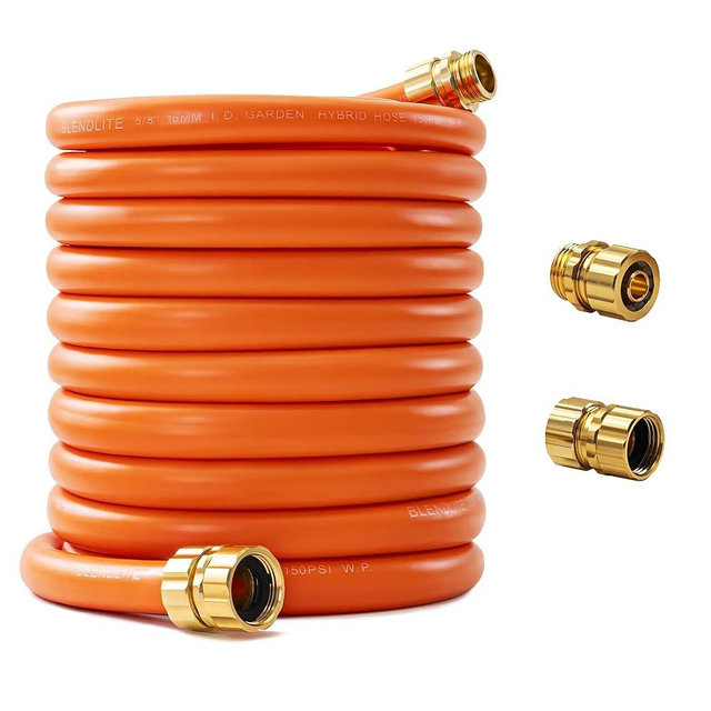 BLENDLITE 5/8" x 100ft Hybrid Garden Hose, Custom Length, -40°F to 150°, All-weather, NO Kink, Flexible, Leakproof water Hose With Additional Customizable Solid GHT Fittings