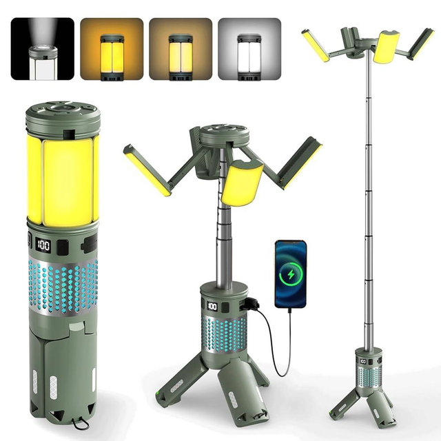 Telescopic Camping Lights, Rechargeable Camping Lights with Stand,12000mAh Collapsible Camping Lanterns, Magnetic Base Portable Flashlights IPX5 Waterproof for Camping,Hiking,Emergency Use