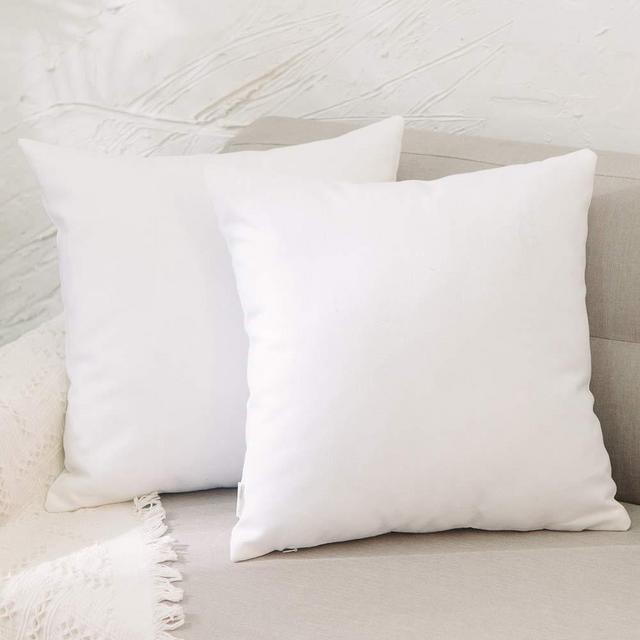 NATUS WEAVER 2 Pack White Pillow Case Faux Linen Square Euro Decorative Throw Cushion Cover Pillowcase with Smooth Hidden Zipper for Bedroom 26" x 26"