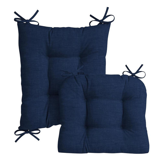 Arden Plush Indoor/Outdoor Rocking Chair Cushion Set, 18 x 20, Water Repellent, Fade Resistant, Tufted Cushion for Rocking Chairs 18 x 20, Sapphire Blue Leala